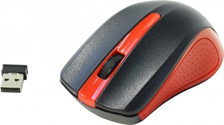 Мышь беспроводная Оклик 485MW USB, 1600 dpi, до 10 м, д/ноутбука, черный/красный